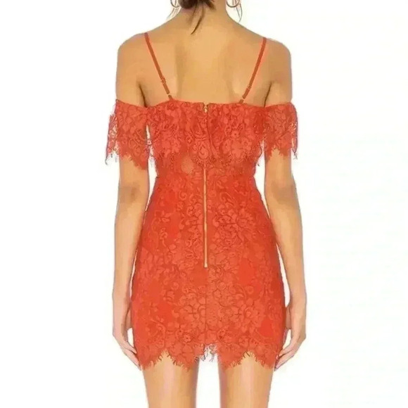 Revolve NBD NAVEN Mini Dress M Allie Red Lace Semi Sheer Cocktail Sexy Bustier - Picture 2 of 10